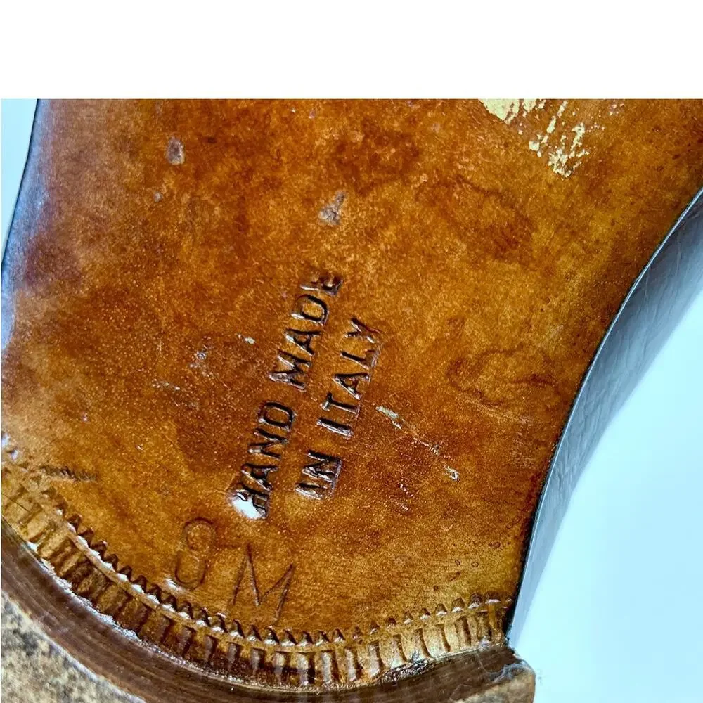 Vintage Bruno Magli Mens Burgundy leather Italian Loafers Size 8M Exotic skin - Picture 13 of 16